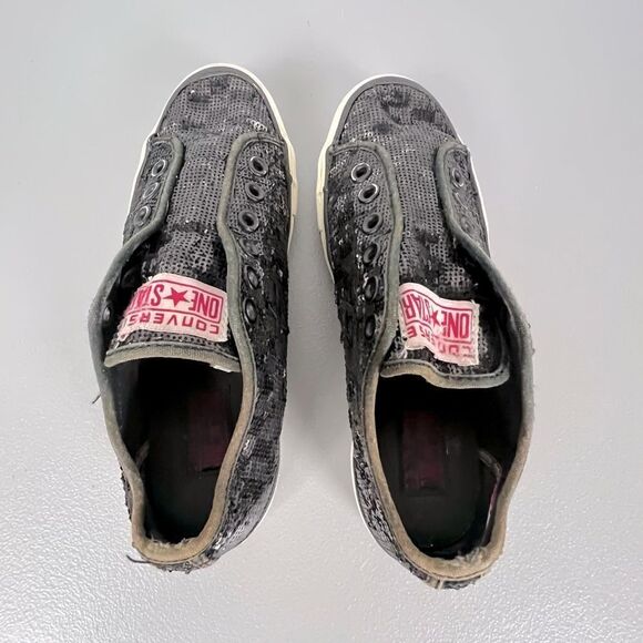 CONVERSE ALL STAR WOMENS SEQUINED SLIP ON SNEAKERS SIZE 8 DARK PURPLE - Picture 5 of 8